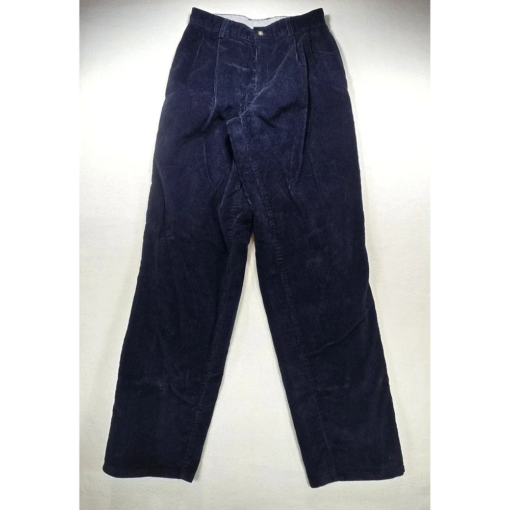 Brooks Brothers Boys 18 Navy Blue Pleated Corduroy Pants Straight Leg Trousers